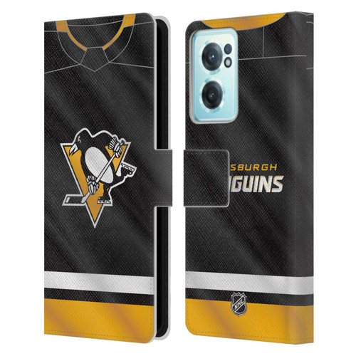 NHL Pittsburgh Penguins Jersey Leather Book Wallet Case Cover For OnePlus Nord CE 2 5G