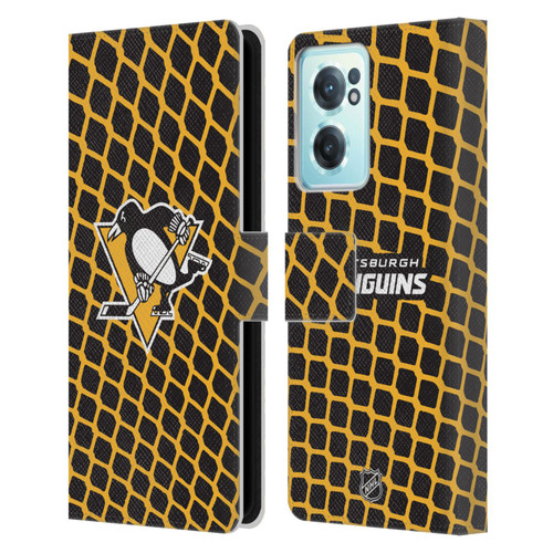 NHL Pittsburgh Penguins Net Pattern Leather Book Wallet Case Cover For OnePlus Nord CE 2 5G