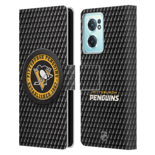 NHL Pittsburgh Penguins Puck Texture Leather Book Wallet Case Cover For OnePlus Nord CE 2 5G