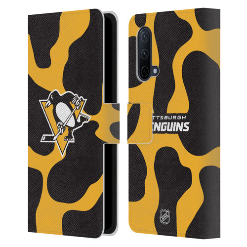 NHL Pittsburgh Penguins Cow Pattern Leather Book Wallet Case Cover For OnePlus Nord CE 5G