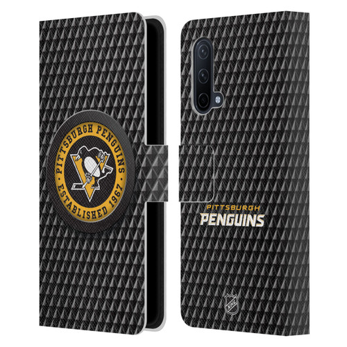 NHL Pittsburgh Penguins Puck Texture Leather Book Wallet Case Cover For OnePlus Nord CE 5G