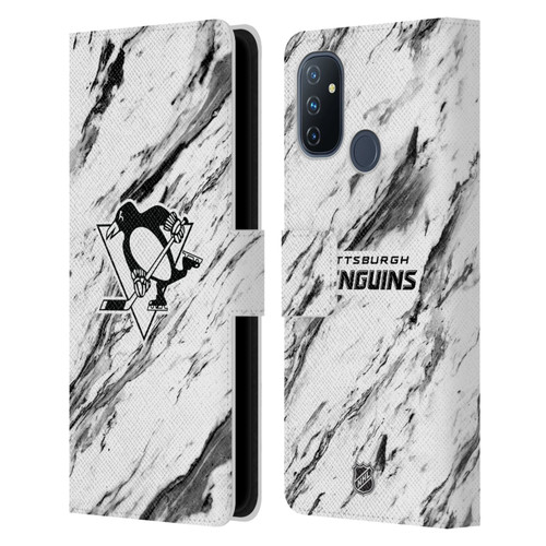 NHL Pittsburgh Penguins Marble Leather Book Wallet Case Cover For OnePlus Nord N100