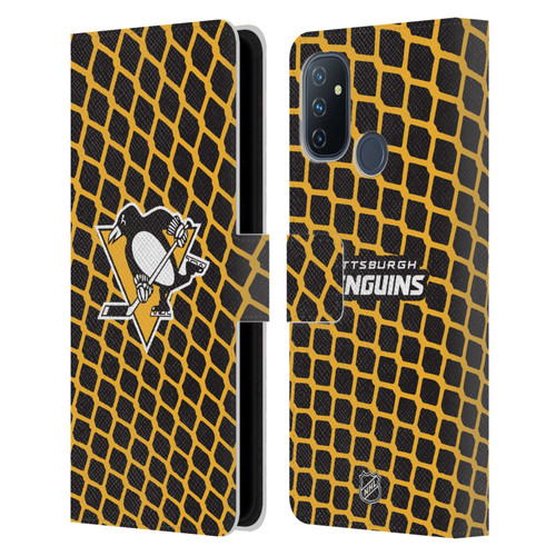 NHL Pittsburgh Penguins Net Pattern Leather Book Wallet Case Cover For OnePlus Nord N100