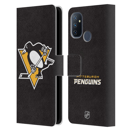 NHL Pittsburgh Penguins Plain Leather Book Wallet Case Cover For OnePlus Nord N100