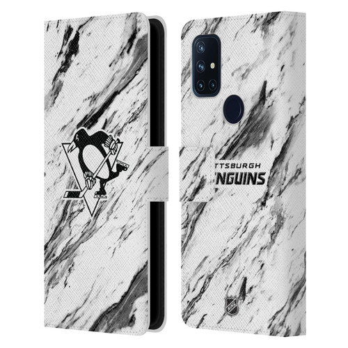 NHL Pittsburgh Penguins Marble Leather Book Wallet Case Cover For OnePlus Nord N10 5G