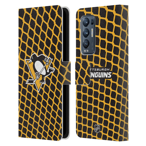 NHL Pittsburgh Penguins Net Pattern Leather Book Wallet Case Cover For OPPO Find X3 Neo / Reno5 Pro+ 5G