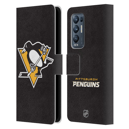 NHL Pittsburgh Penguins Plain Leather Book Wallet Case Cover For OPPO Find X3 Neo / Reno5 Pro+ 5G