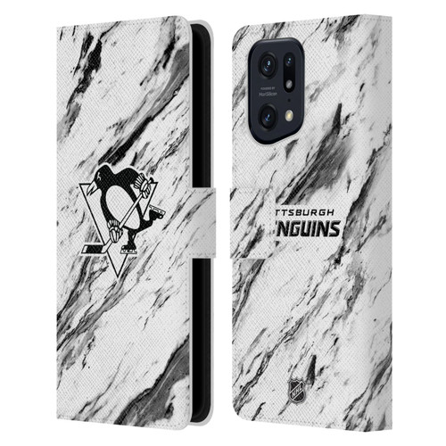 NHL Pittsburgh Penguins Marble Leather Book Wallet Case Cover For OPPO Find X5 Pro