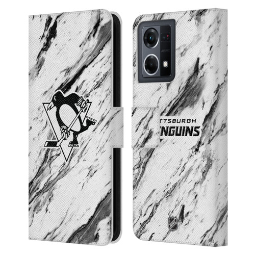 NHL Pittsburgh Penguins Marble Leather Book Wallet Case Cover For OPPO Reno8 4G