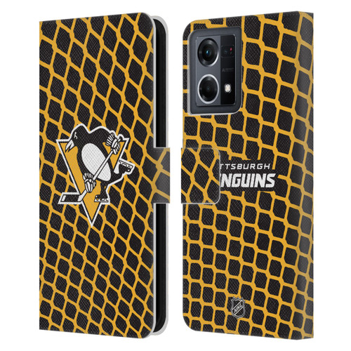 NHL Pittsburgh Penguins Net Pattern Leather Book Wallet Case Cover For OPPO Reno8 4G