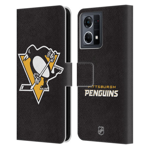 NHL Pittsburgh Penguins Plain Leather Book Wallet Case Cover For OPPO Reno8 4G