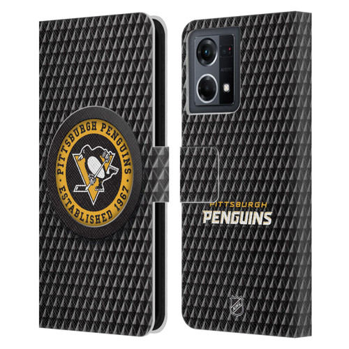 NHL Pittsburgh Penguins Puck Texture Leather Book Wallet Case Cover For OPPO Reno8 4G