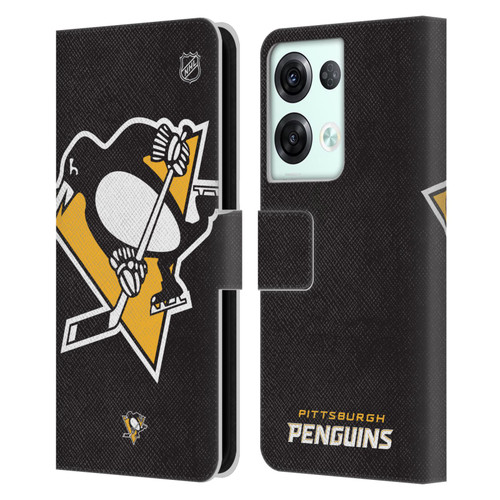 NHL Pittsburgh Penguins Oversized Leather Book Wallet Case Cover For OPPO Reno8 Pro