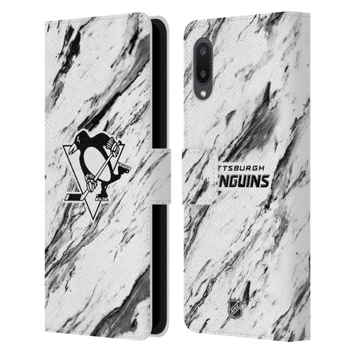 NHL Pittsburgh Penguins Marble Leather Book Wallet Case Cover For Samsung Galaxy A02/M02 (2021)