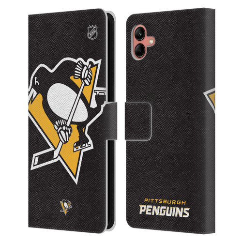NHL Pittsburgh Penguins Oversized Leather Book Wallet Case Cover For Samsung Galaxy A04 (2022)