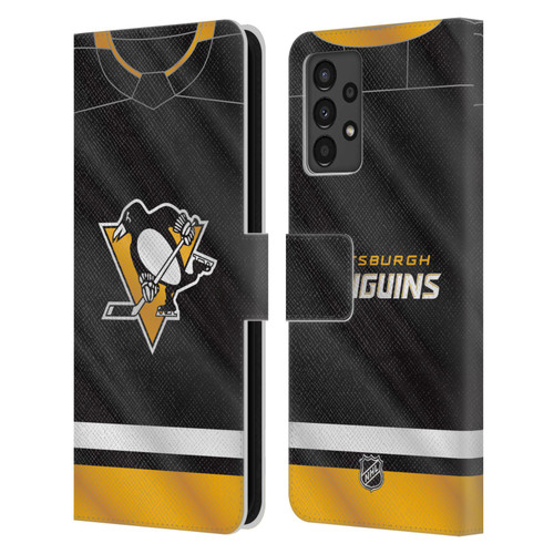 NHL Pittsburgh Penguins Jersey Leather Book Wallet Case Cover For Samsung Galaxy A13 (2022)