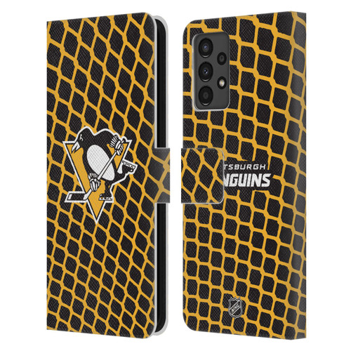 NHL Pittsburgh Penguins Net Pattern Leather Book Wallet Case Cover For Samsung Galaxy A13 (2022)