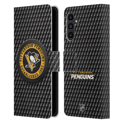 NHL Pittsburgh Penguins Puck Texture Leather Book Wallet Case Cover For Samsung Galaxy A13 5G (2021)