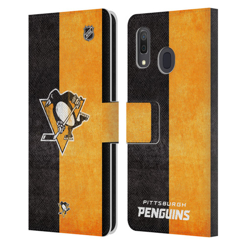 NHL Pittsburgh Penguins Half Distressed Leather Book Wallet Case Cover For Samsung Galaxy A33 5G (2022)