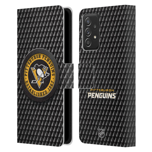 NHL Pittsburgh Penguins Puck Texture Leather Book Wallet Case Cover For Samsung Galaxy A52 / A52s / 5G (2021)