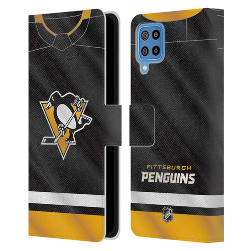 NHL Pittsburgh Penguins Jersey Leather Book Wallet Case Cover For Samsung Galaxy F22 (2021)