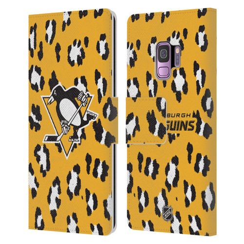 NHL Pittsburgh Penguins Leopard Patten Leather Book Wallet Case Cover For Samsung Galaxy S9