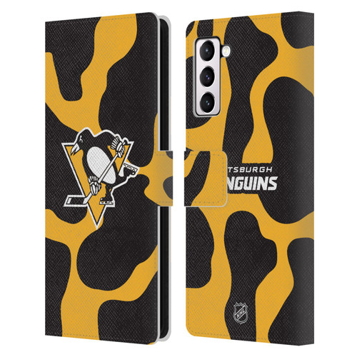 NHL Pittsburgh Penguins Cow Pattern Leather Book Wallet Case Cover For Samsung Galaxy S21+ 5G