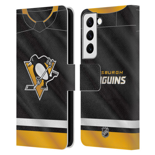 NHL Pittsburgh Penguins Jersey Leather Book Wallet Case Cover For Samsung Galaxy S22 5G