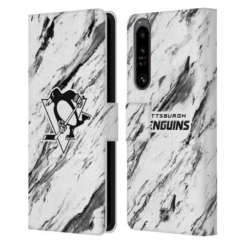 NHL Pittsburgh Penguins Marble Leather Book Wallet Case Cover For Sony Xperia 1 IV