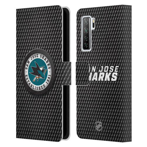 NHL San Jose Sharks Puck Texture Leather Book Wallet Case Cover For Huawei Nova 7 SE/P40 Lite 5G