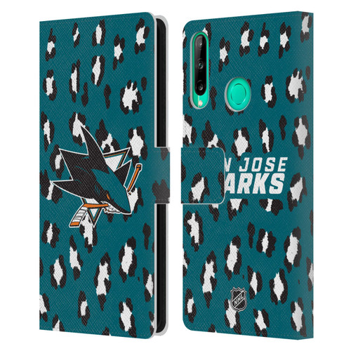 NHL San Jose Sharks Leopard Patten Leather Book Wallet Case Cover For Huawei P40 lite E