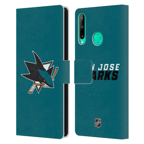 NHL San Jose Sharks Plain Leather Book Wallet Case Cover For Huawei P40 lite E