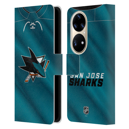 NHL San Jose Sharks Jersey Leather Book Wallet Case Cover For Huawei P50 Pro