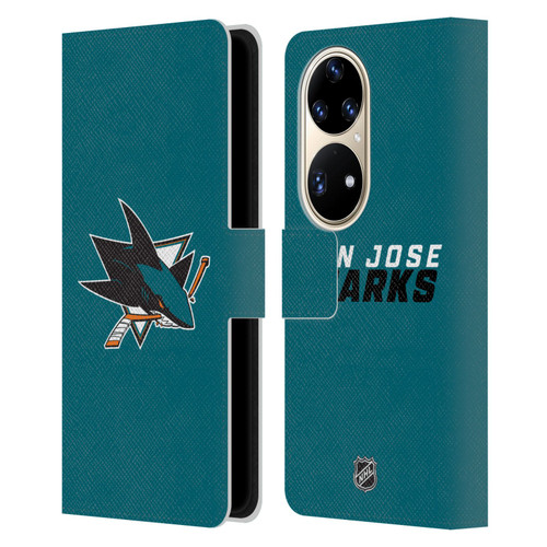 NHL San Jose Sharks Plain Leather Book Wallet Case Cover For Huawei P50 Pro