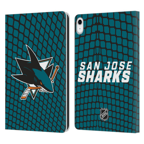 NHL San Jose Sharks Net Pattern Leather Book Wallet Case Cover For Apple iPad 10.9 (2022)