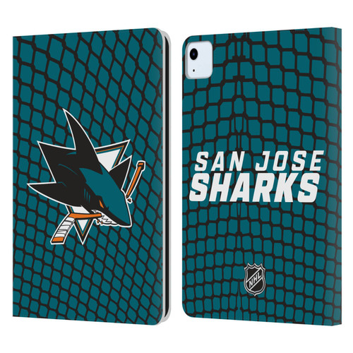 NHL San Jose Sharks Net Pattern Leather Book Wallet Case Cover For Apple iPad Air 11 2020/2022/2024