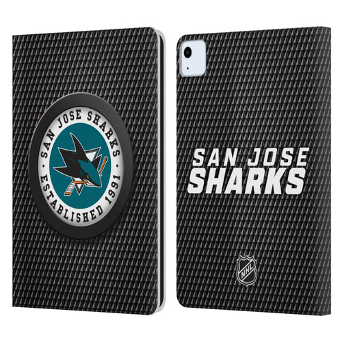 NHL San Jose Sharks Puck Texture Leather Book Wallet Case Cover For Apple iPad Air 11 2020/2022/2024