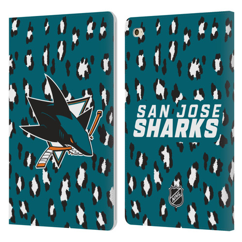 NHL San Jose Sharks Leopard Patten Leather Book Wallet Case Cover For Apple iPad mini 4