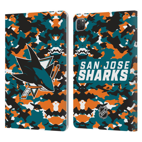 NHL San Jose Sharks Camouflage Leather Book Wallet Case Cover For Apple iPad Pro 11 2020 / 2021 / 2022