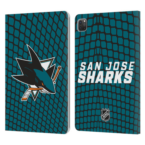 NHL San Jose Sharks Net Pattern Leather Book Wallet Case Cover For Apple iPad Pro 11 2020 / 2021 / 2022