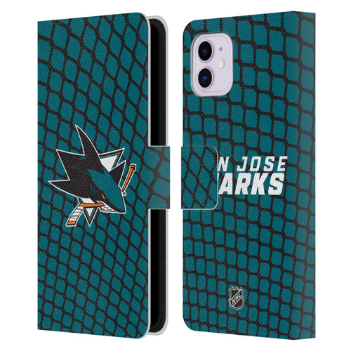 NHL San Jose Sharks Net Pattern Leather Book Wallet Case Cover For Apple iPhone 11