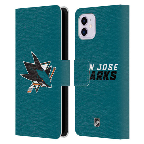 NHL San Jose Sharks Plain Leather Book Wallet Case Cover For Apple iPhone 11