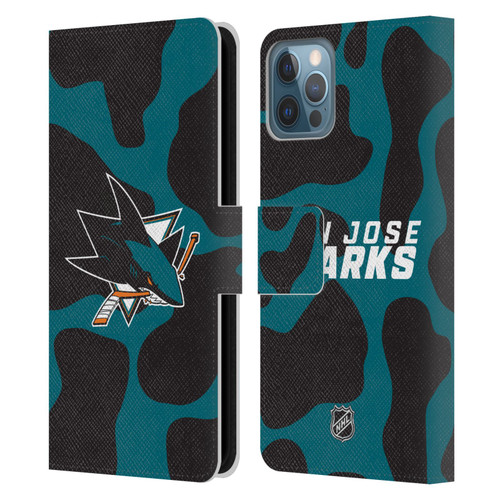 NHL San Jose Sharks Cow Pattern Leather Book Wallet Case Cover For Apple iPhone 12 / iPhone 12 Pro