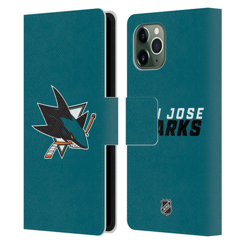 NHL San Jose Sharks Plain Leather Book Wallet Case Cover For Apple iPhone 11 Pro