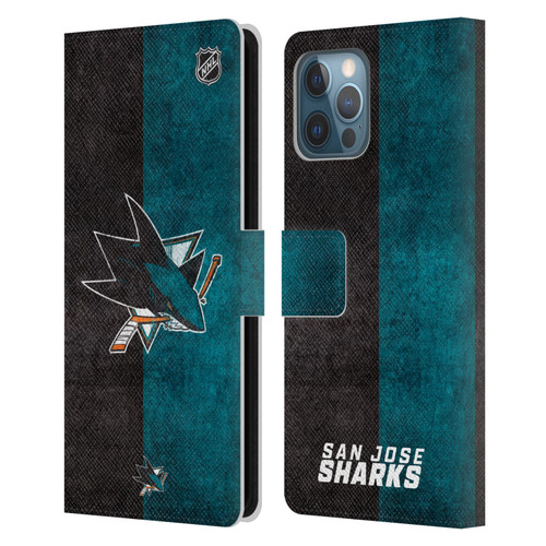 NHL San Jose Sharks Half Distressed Leather Book Wallet Case Cover For Apple iPhone 12 Pro Max