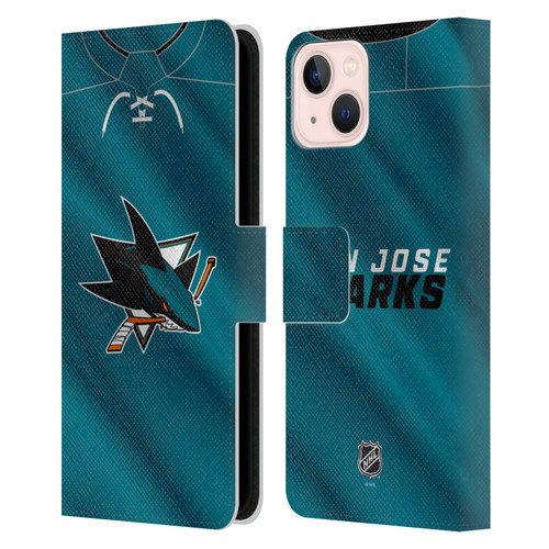 NHL San Jose Sharks Jersey Leather Book Wallet Case Cover For Apple iPhone 13