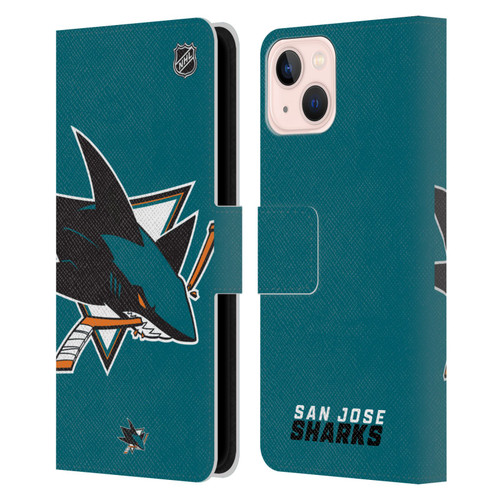 NHL San Jose Sharks Oversized Leather Book Wallet Case Cover For Apple iPhone 13
