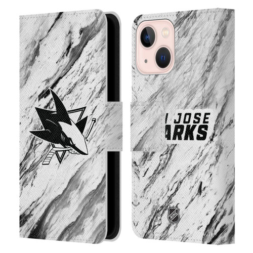 NHL San Jose Sharks Marble Leather Book Wallet Case Cover For Apple iPhone 13 Mini