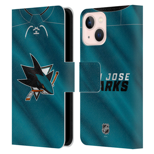 NHL San Jose Sharks Jersey Leather Book Wallet Case Cover For Apple iPhone 13 Mini
