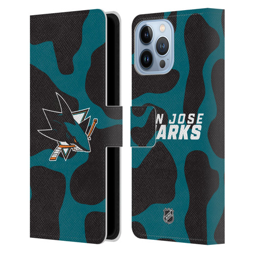 NHL San Jose Sharks Cow Pattern Leather Book Wallet Case Cover For Apple iPhone 13 Pro Max